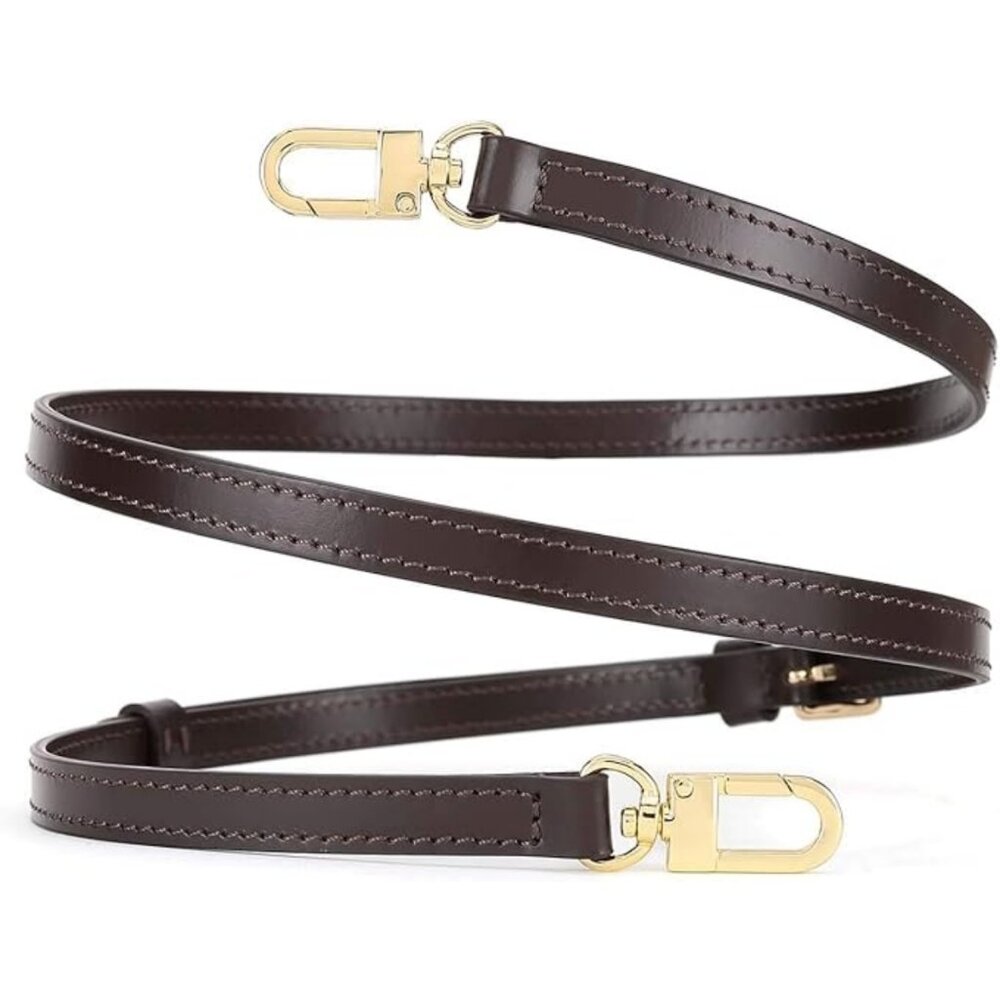 Chocolate Brown Crossbody Leather Strap with Gold Hardware (Generic)